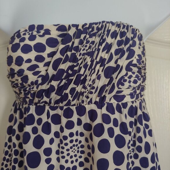 Alice & Olivia Numero De Modele Blue/White Polka Dot Strapless Mini Dress Silk - Picture 3 of 11